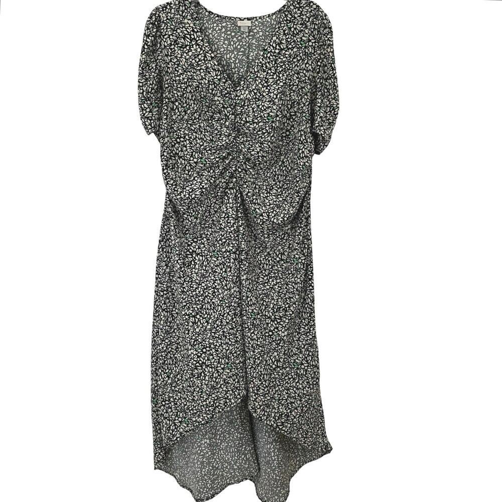 ANew Day Floral Maxi Dress Ruched Front Short Sleeve Casual Cottagecore Size XXL